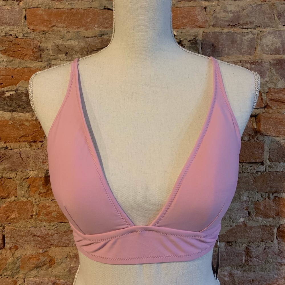 NWT J Crew Pink Plunge V Neck Bikini Top
